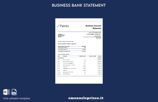 stile verificato Norvegia Pareto business verifica estratto conto Modello Word e
